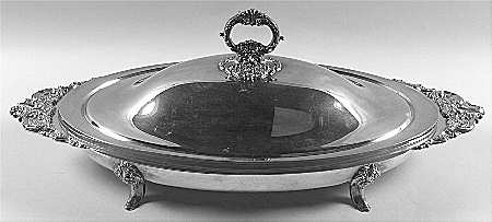 Baroque (Silverplate, Hollowware, Older) Oval Buffet Server with Glass Liner & Lid