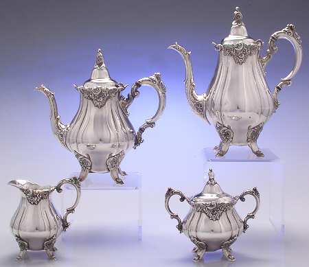 Baroque (Silverplate, Hollowware, Older) (4 Piece) Silverplate Tea Set