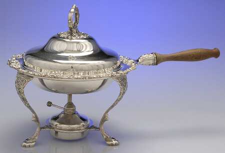 Baroque (Silverplate, Hollowware, Older) Chafing Dish W/Lid, Burner, Stand-No Liner