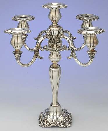 Baroque (Silverplate, Hollowware, Older) Large 5-Light Candelabra