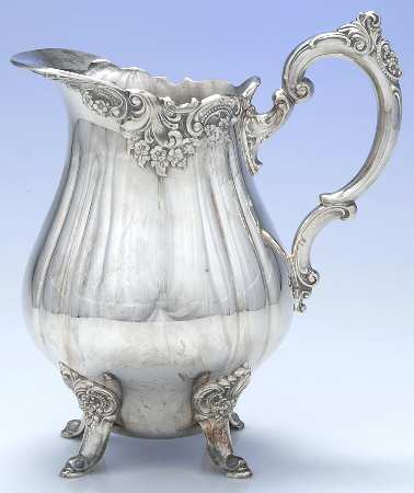 Baroque (Silverplate, Hollowware, Older) Plated Water Pitcher with Ice Lip