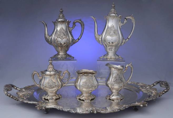 Christopher Wren (Silverplate, Hollowware) 6-Piece Plated Tea Set (Waste & Footed Tray)