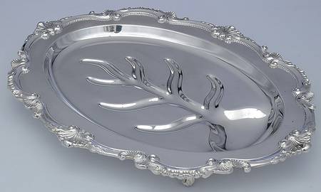 Chippendale (Silverplate, Hollowware) 17" 4 Toed Meat Platter with Well