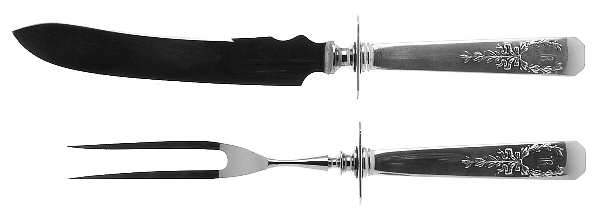 Madam Jumel (Sterling, 1908, Monograms) Small Stainless Blade 2-Piece Steak Carving Set