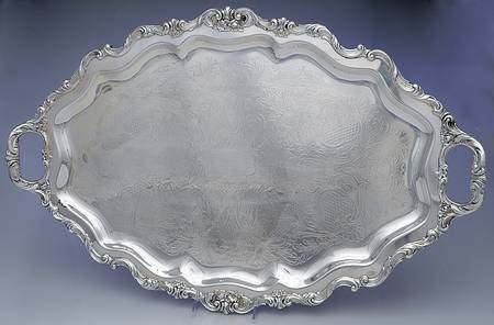 Rose Point (1200, Silverplate, Hollowware) Large Footed Waiter Tray