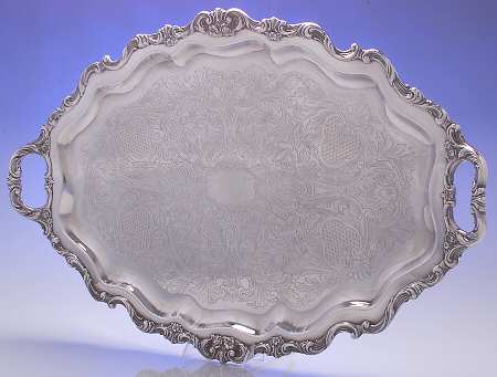 Rose Point (1200, Silverplate, Hollowware) Large Footed Waiter Tray