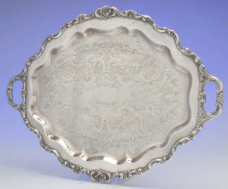 Rose Point (1200, Silverplate, Hollowware) Medium Silverplate Waiter Tray