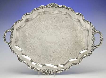 Rose Point (1200, Silverplate, Hollowware) Medium Footed Waiter Tray