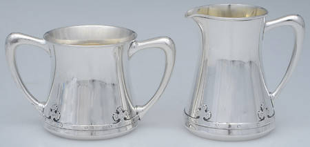 Carmel (Sterling, 1912, Hollowware) Mini Sterling Creamer and Open Sugar