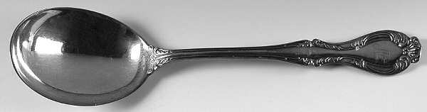 Joan (Silverplate, 1896, Monograms) Round Bowl Soup Spoon (Gumbo) by Wallace Silver