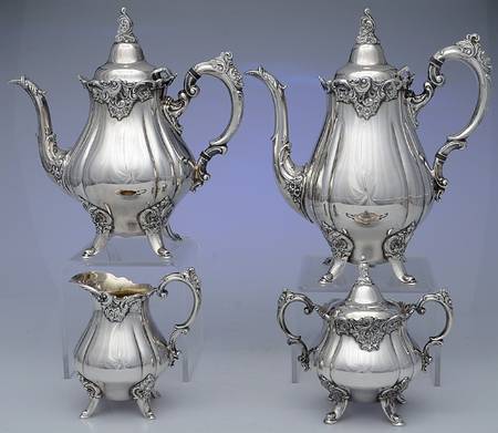Baroque (Silverplate, Hollowware, Newer) (4 Piece) Silverplate Tea Set