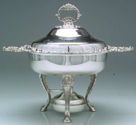 Baroque (Silverplate, Hollowware, Older) Chafing Dish W/Lid, Burner & Stand