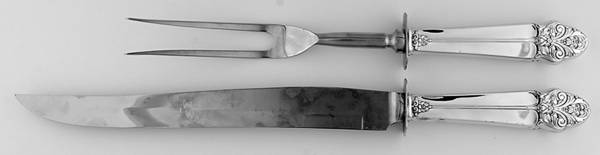 WOX1 (Sterling) Small Stainless Blade 2-Piece Steak Carving Set by Wolfenden Silver Co