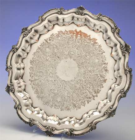 Chippendale (Silverplate, Hollowware) 17" 3-Toed Silverplate Round Tray