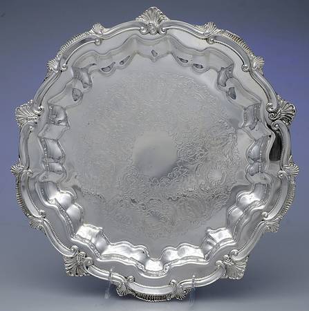 Chippendale (Silverplate, Hollowware) 13" 3-Toed Silverplate Round Tray