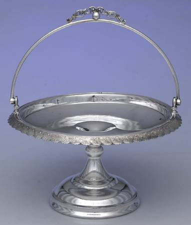 Silverplate Hollowware 9" Diameter Handled Pedestal Cake Stand