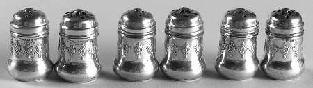 7714 (Sterling, Hollowware) Individual Salt and Pepper (3 Sets) by Weidlich Silver