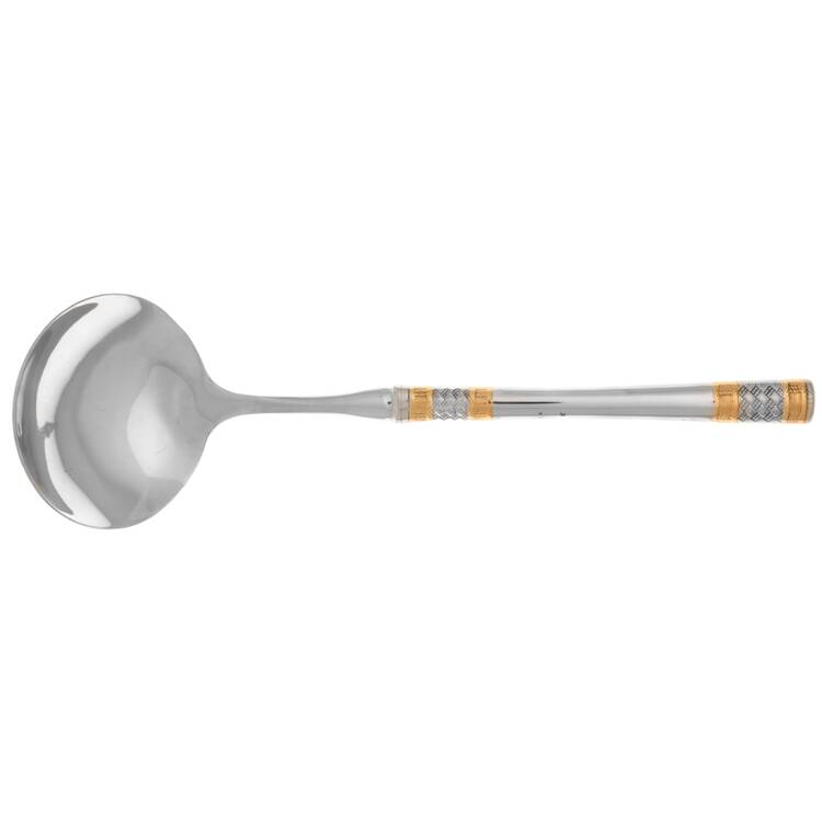 Golden Corsica (Stainless, Gold Accents) Gravy Ladle with No Spout Stainless Bowl HC