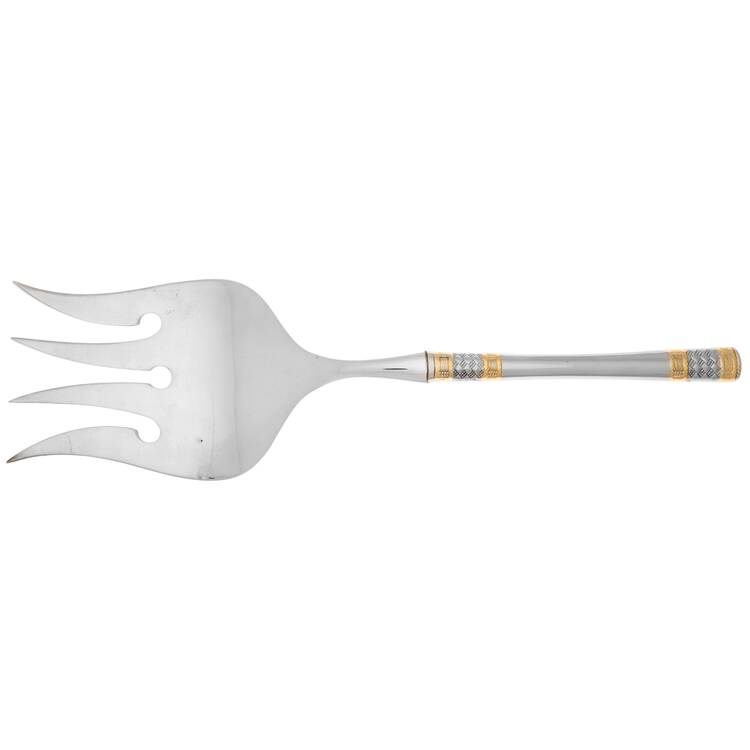 Golden Corsica (Stainless, Gold Accents) Fish Serving Fork with Stainless Tines HC