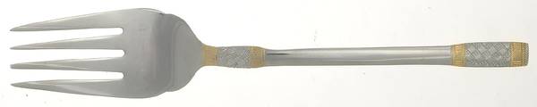 Golden Corsica (Stainless, Gold Accents) Medium Solid Cold Meat Serving Fork