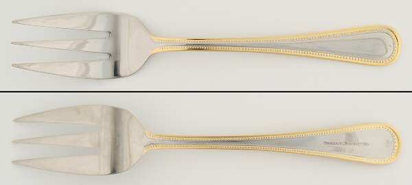 Regal Pearl (Stainless, Gold Accent) Medium Solid Cold Meat Serving Fork