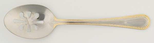 Regal Pearl (Stainless, Gold Accent) Pierced Tablespoon (Serving Spoon)