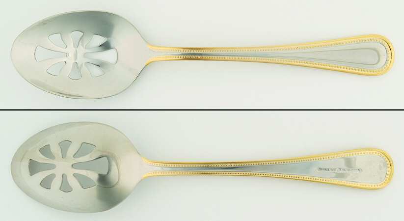 Regal Pearl (Stainless, Gold Accent) Pierced Tablespoon (Serving Spoon)