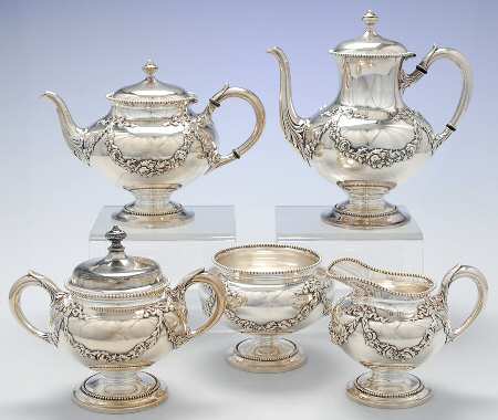2322N (Silverplate, Hollowware) 5-Piece Plated Tea Set (with Waste)