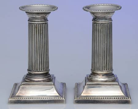 Silverplate Hollowware Pair of 5" Smithsonian Candlesticks