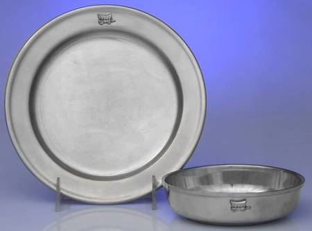 Pioneer (Pewter, Hollowware) 2 Piece Child Set (Bowl & Plate)