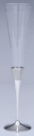 Lismore Diamond (Silverplate, Hollowware) Glass & Silver Champagne Flute