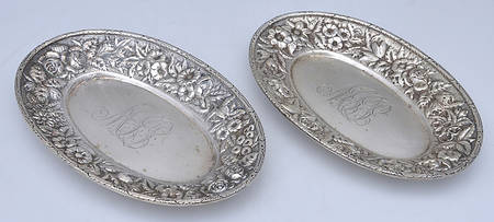 Repousse (Sterling, Hollowware) Pair of Sterling Tidbit Trays