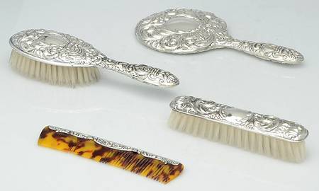 Sterling Hollowware 4 Pc Vanity Set (SHB,SMIR,SCLB,SCO) by W I Broadway & Co
