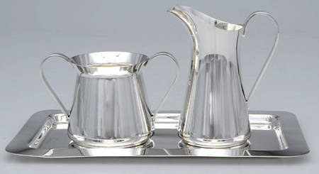 7740 (Sterling, Hollowware) Mini Creamer, Open Sugar & Tray Set