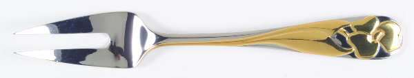 Adena (Stainless, Gold Accent) Large Solid Cold Meat Serving Fork