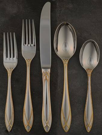 Alexandra (Stainless, Gold Accent) 5 Piece Place Setting