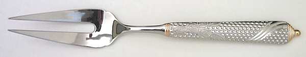 Byzantine (Stainless-Gold Accent) Large Solid Cold Meat Serving Fork