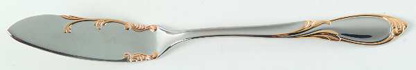 Cache (Stainless-Gold Accent) Flat Handle Master Butter Knife