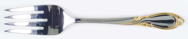 Cache (Stainless-Gold Accent) Large Solid Cold Meat Serving Fork