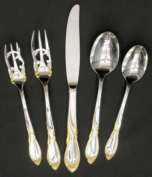 Cache (Stainless-Gold Accent) 5 Piece Place Setting