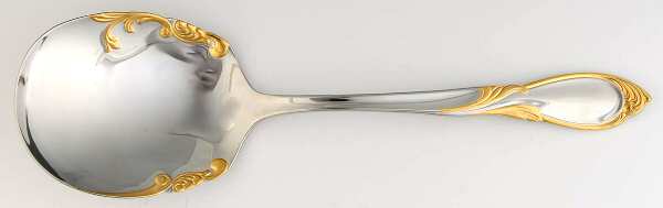 Cache (Stainless-Gold Accent) Solid Serving Spoon