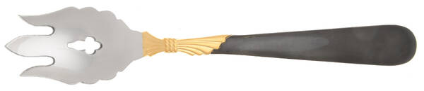 Lindi (Stainless-Black Handle-Gold Accent) Vegetable Serving Fork Solid  HC