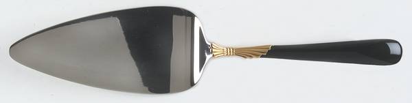 Lindi (Stainless-Black Handle-Gold Accent) Solid Pastry Server