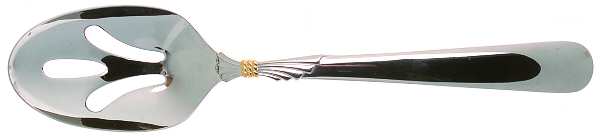 Lindi (Stainless, Gold Knot Accent) Pierced Tablespoon (Serving Spoon)
