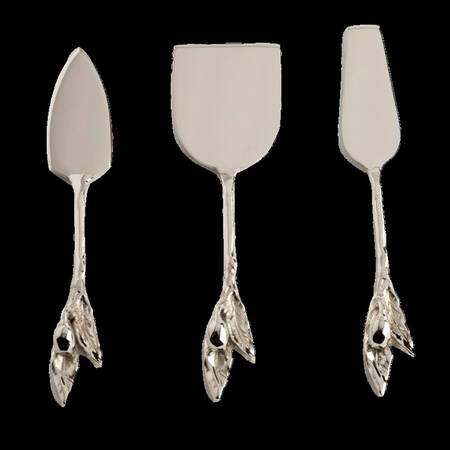 Oliviera Stainless Flatware 3 Piece Cheese Set (CHEPLS,CHESS,CHEKS) by Carmel Ceramica Silv
