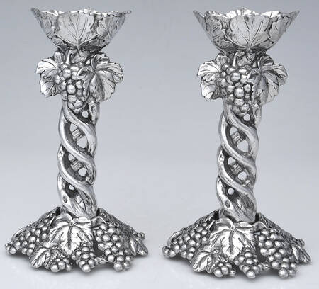 Grape (Aluminum, Hollowware) Pair of 9" Candlesticks by Arthur Court