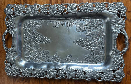 Grape (Aluminum, Hollowware) 29" Rectangular Handled Tray by Arthur Court