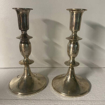 2962 (Sterling, Hollowware) Pair of 7" Weighted Candlestick by Baldwin & Miller