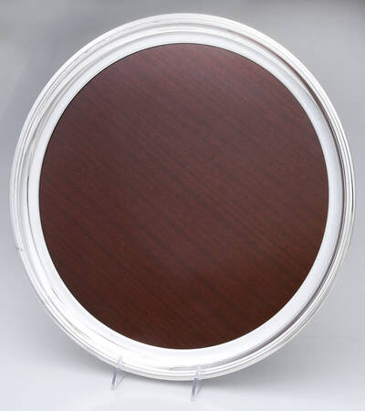 Silverplate Hollowware Brown Formica Center Round Tray by Crescent Silverware