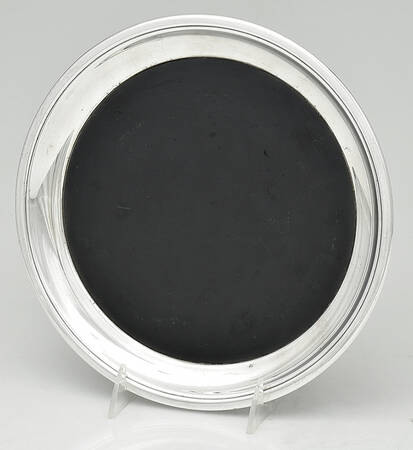 Silverplate Hollowware 10" Round Lucite Tray with Silverplated Band by Crescent Silverware